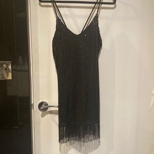 NWOT. Marciano by Guess. all over black sequins beaded tassel dress. S.